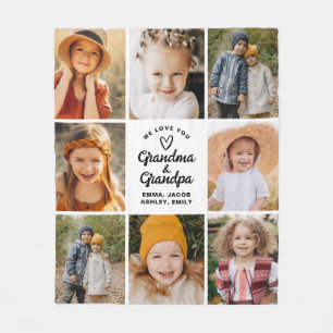 Modern Love You Grandma Grandpa Instagram Photo Fleece Blanket