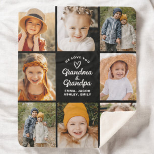 Modern Love You Grandma Grandpa Instagram Photo Sherpa Blanket