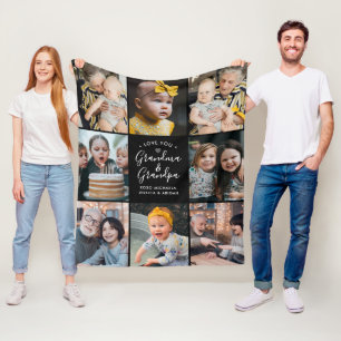 Modern Love You Grandma & Grandpa/Other 8-Photo Fleece Blanket
