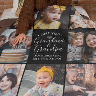 Modern Love You Grandma & Grandpa/Other 8-Photo Fleece Blanket