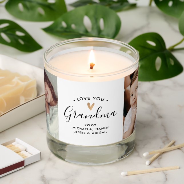 Modern Love You Grandma/Granny/Other 4-Photo Scented Candle (Lit)