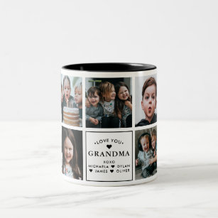 Modern Love You Grandma/Nana/Granny/Other 9-Photo Two-Tone Coffee Mug