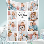 Modern Love You Grandma Personalized 11 Photo Fleece Blanket<br><div class="desc">Introducing our customizable Photo Collage Blanket, a heartfelt and unique gift perfect for the special grandparents in your life. This beautifully designed blanket allows you to showcase 11 of your favorite photos, creating a modern, elegant, and simple collage that exudes warmth and love. Personalize this blanket with the endearing message...</div>