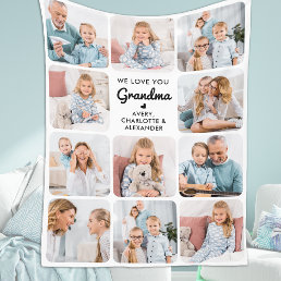 Modern Love You Grandma Personalized 11 Photo Fleece Blanket