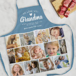 Modern Love You Grandma Photo Collage Apron<br><div class="desc">Create your own grandmother apron featuring a 13 photo collage template,  a dusty blue background,  the title "we love you grandma",  the grandchildrens names,  a love heart,  and the cute saying "you make life sweet".</div>
