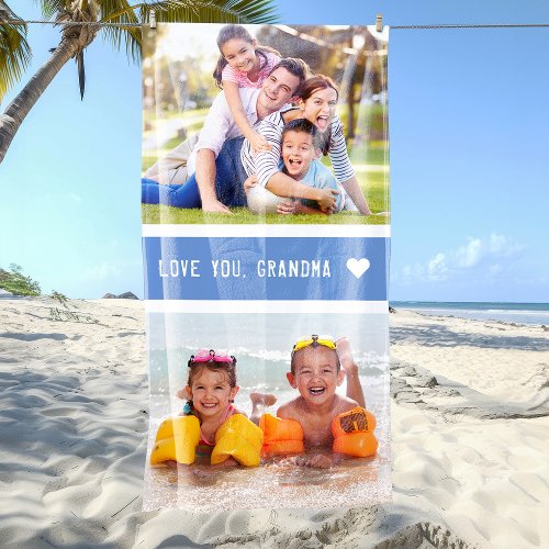 Modern Love You Grandma Photos Blue Beach Towel