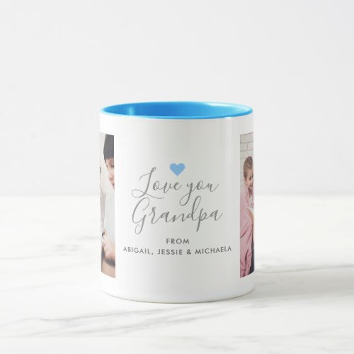 Modern "Love you Grandpa" 2-Photo Mug