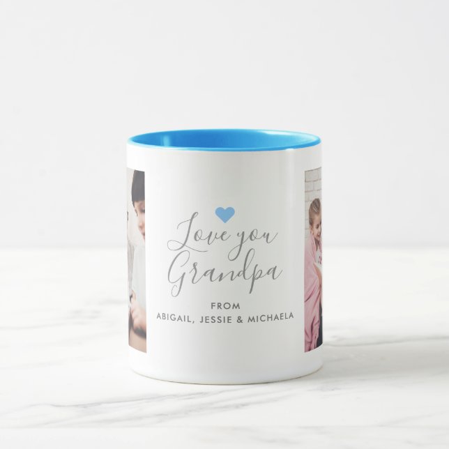 Modern "Love you Grandpa" 2-Photo Mug (Center)