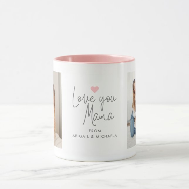 Modern "Love you Mama" 2-Photo Mug (Center)