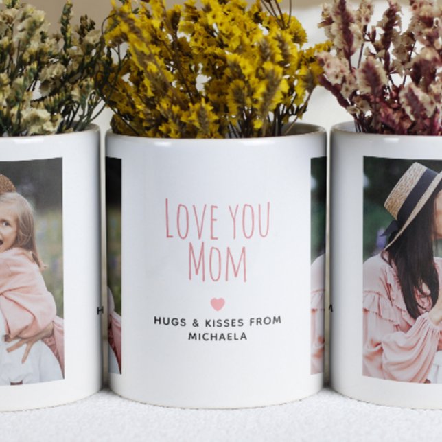 Modern Love you Mom 2 Photos & Personal Message Two-Tone Coffee Mug (Creator Uploaded)