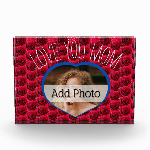 Modern LOVE YOU MOM gift for mother Heart Photo Block