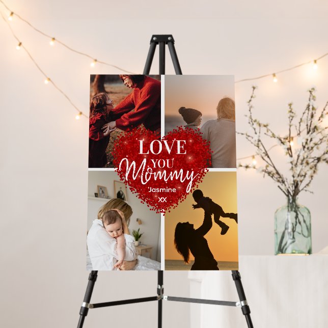 Modern Love You Mom/Mommy/Other Photo Collage  Foam Board (In Situ (Stand))