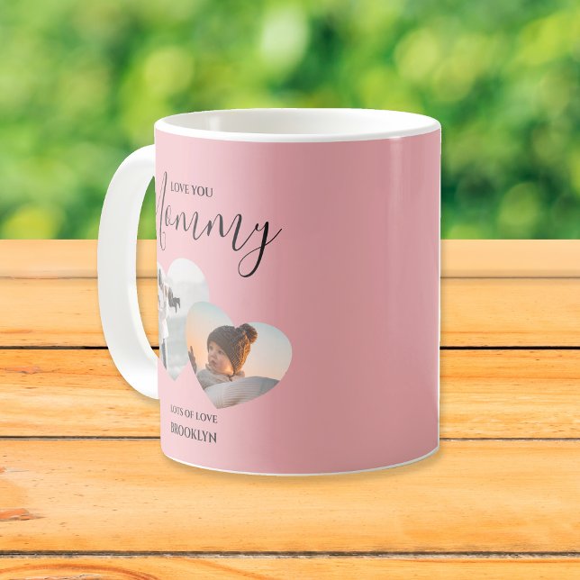 Modern Love You Mommy | 2 Heart Photo Coffee Mug (Creator Uploaded)