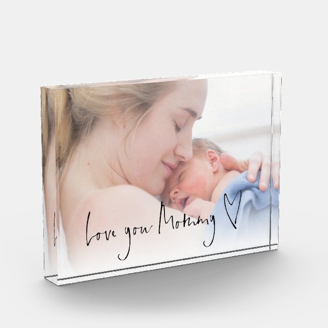 Modern Love You Mommy Script Heart Photo Overlay (Left)