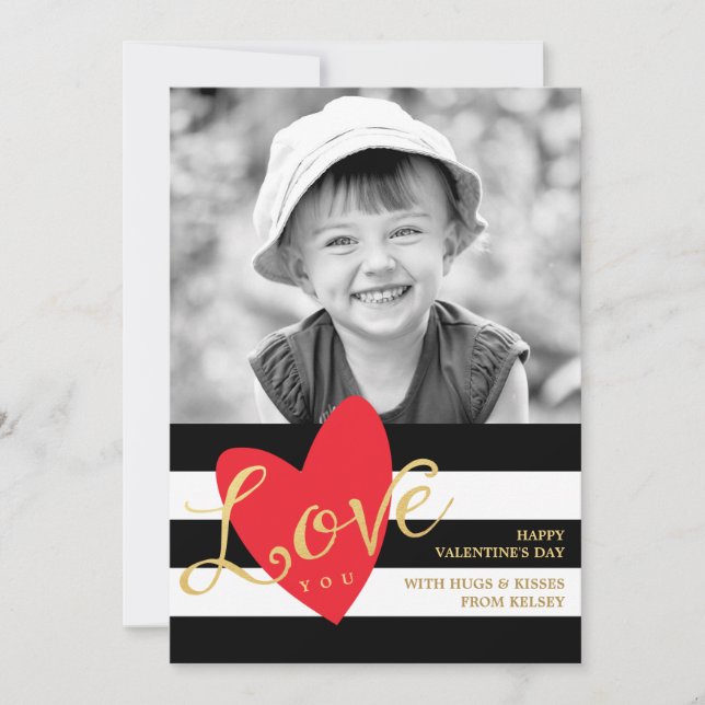 Modern Love You Valentine's Day Photo Card (Front)