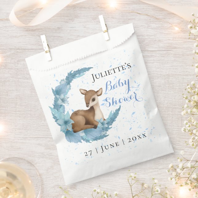 Modern lovely Bambi blue Flowers Dust Baby Shower Favor Bag (Clipped)