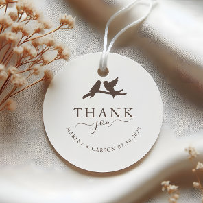 Modern Lovely Birds Thank You Wedding Favor Tags