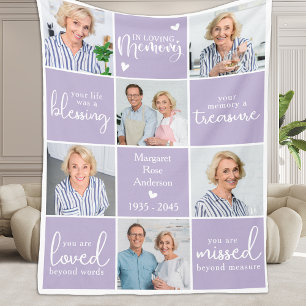 Modern LOVING MEMORY 6 Multi Photo Memorial Poem Fleece Blanket