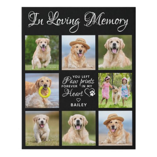 Modern Loving Memory 8 Photo Collage Pet Memorial Faux Canvas Print