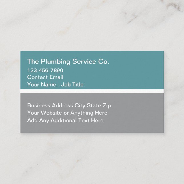 Modern Low Key Plumbing Service  Business Card (Front)
