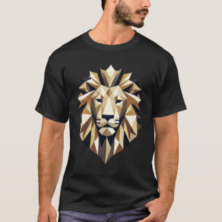 Modern Low-Poly Geometric Lion Head T-Shirt