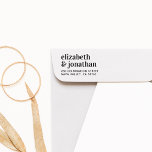 Modern Lowercase Wedding Name Return Address Rubber Stamp<br><div class="desc">Simple return address stamps for your special day! This elegant design features your names in bold lowercase serif lettering and your custom return address or contact details below. Use for personal mail, save the dates, bridal showers, wedding invitations, favor bags, thank-yous, and more! Click on "Personalize this template" to change...</div>