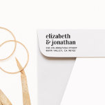Modern Lowercase Wedding Name Return Address Rubber Stamp<br><div class="desc">Simple return address stamps for your special day! This elegant design features your names in bold lowercase serif lettering and your custom return address or contact details below. Use for personal mail, save the dates, bridal showers, wedding invitations, favor bags, thank-yous, and more! Click on "Personalize this template" to change...</div>
