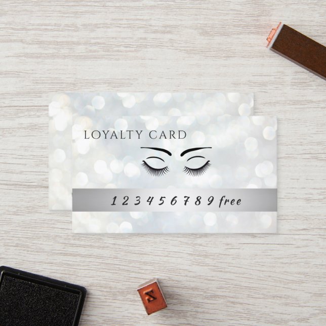Modern loyalty card  bokeh eyelashes & eyebrows (Front/Back In Situ)