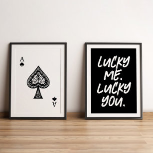 VINOXO Wooden Art Paintings For Home Walls - Ace Playing Card Set of 4