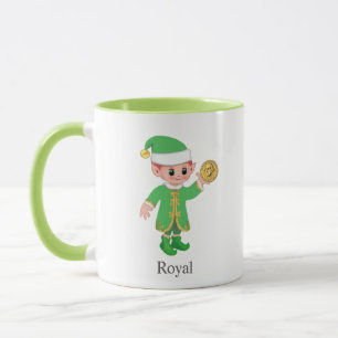 Modern Lucky Elf with Calligraphy & Monogram Mug