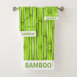 Modern Lucky Green Bamboo Sticks Personalized Bath Towel Set