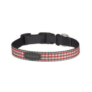 Modern Lumberjack Check Red Plaid Personalized Pet Collar