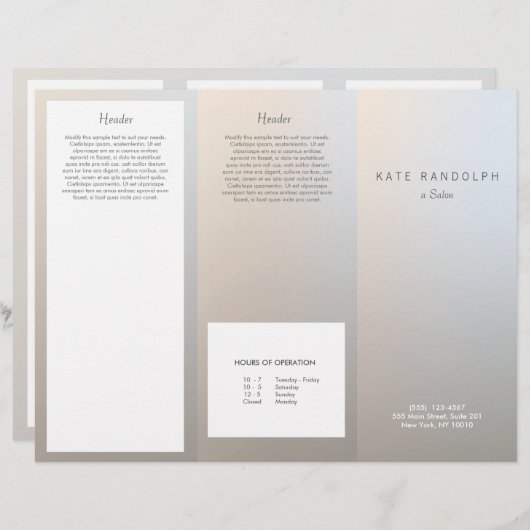 Modern Luminous Silver Salon Spa Brochure (Front/Back)