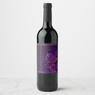 Modern Luminous Violets Purple Wedding Wine Label