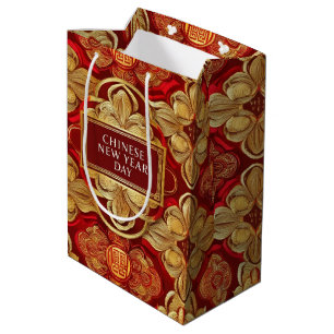 Modern lunar new year modern asian pattern medium gift bag