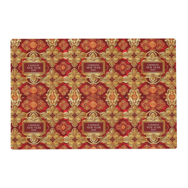 Modern lunar new year modern asian pattern placemat (Front)