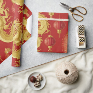 Modern lunar new year modern asian pattern wrapping paper