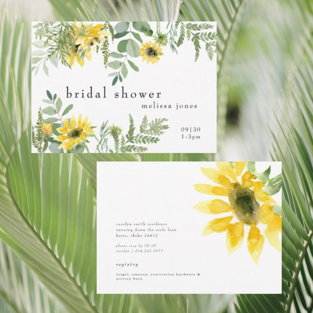 Modern Lush Foliage & Sunflowers Bridal Shower Invitation (Creator Uploaded)