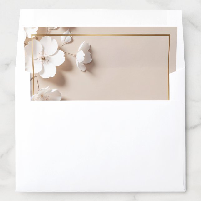 Modern Luxe 3D Floral & Gold Frame Envelope Liner (In Envelope)