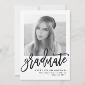 Modern Luxe Black Script Graduation Party Invitation (Front)