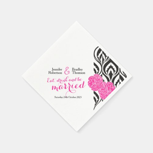 Modern luxe carnation graphic wedding napkins