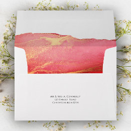 Modern Luxe Coral Pink Wedding Envelope