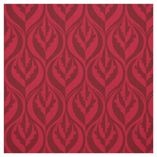 Modern luxe dark red leaf fabric (Swatch)