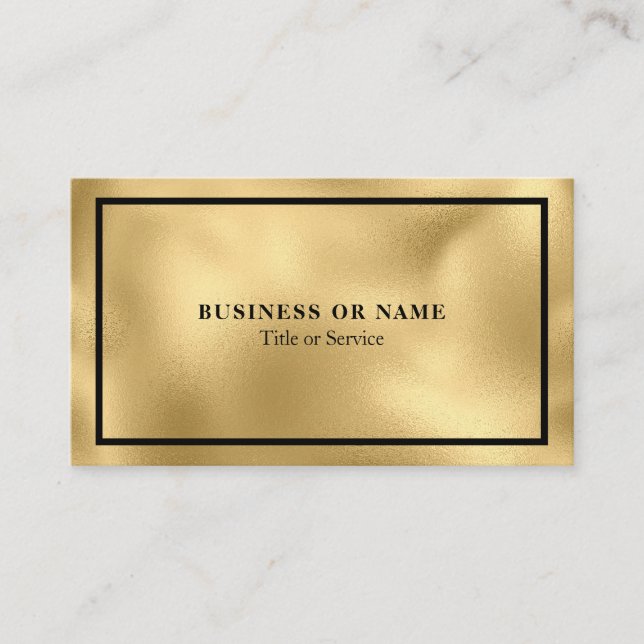 Modern Luxe Faux Gold Foil Metallic Business Card (Front)