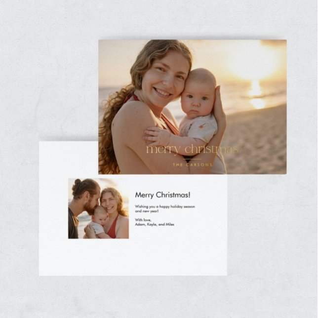 Modern Luxe Foil Photo Merry Christmas Card (Creator Uploaded)