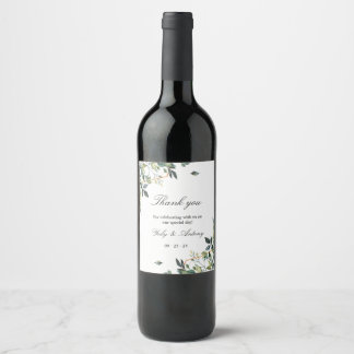 Modern Luxe Geometric Gold Greenery Wine Label