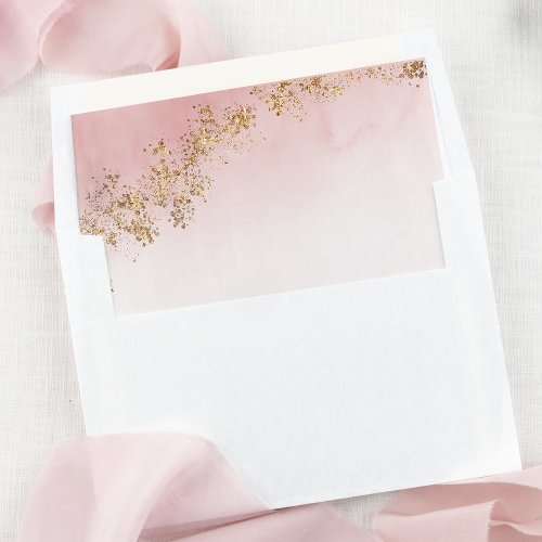Modern Luxe Gold Flecks Blush Pink Mist Wedding Envelope Liner