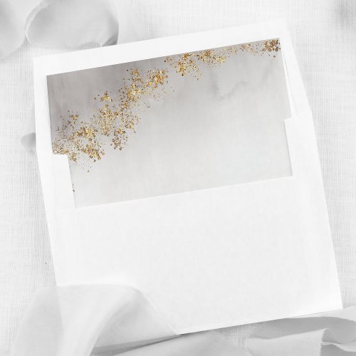 Modern Luxe Gold Flecks Gray Mist Wedding Envelope Liner