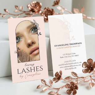 Modern Luxe Lash Specialist Floral Rose Arch Photo Business Card