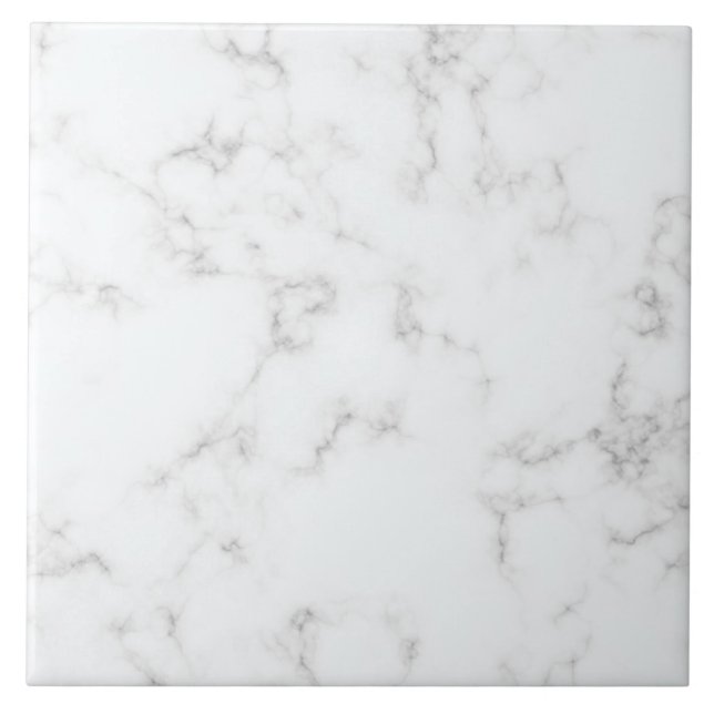 Modern Luxe Minimalist White Marble  Ceramic Tile (Front)